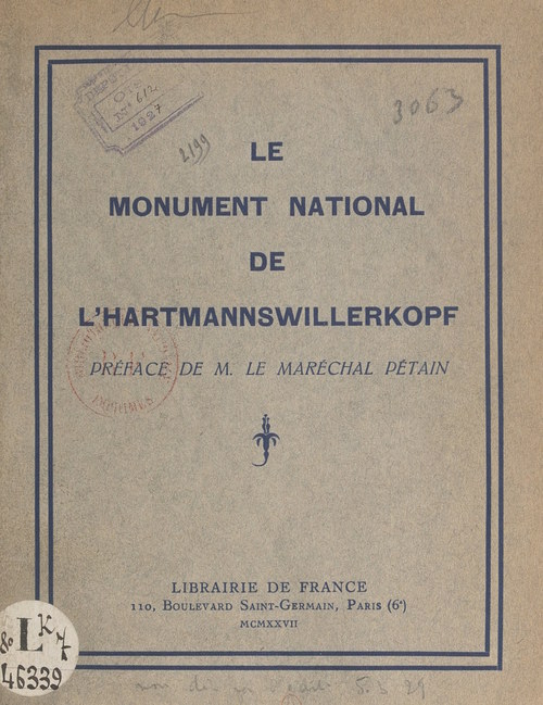 Couverture ebook de Le monument national de l'Hartmannswillerkopf, de Jules Scheurer