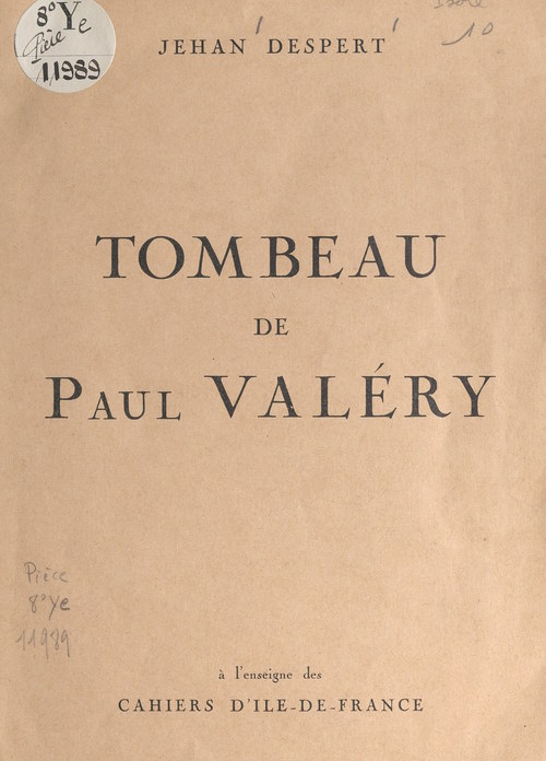 Couverture ebook de Tombeau de Paul Valéry, de Jehan Despert
