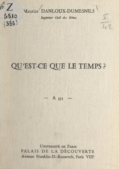ebook cover of Qu'est-ce que le temps ?, by Maurice Danloux-Dumesnils