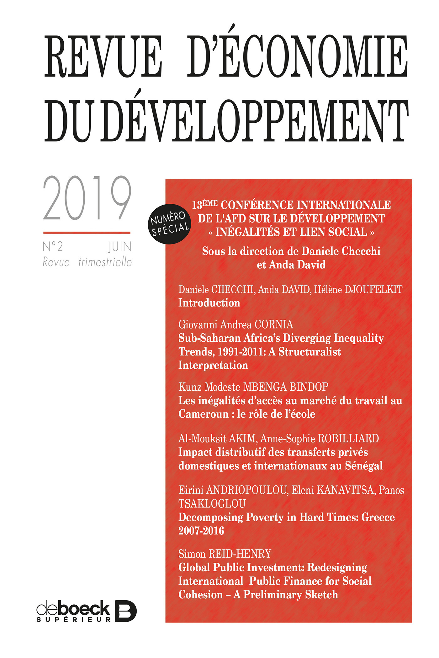 ebook cover of Revue d'économie du développement, by Collectif