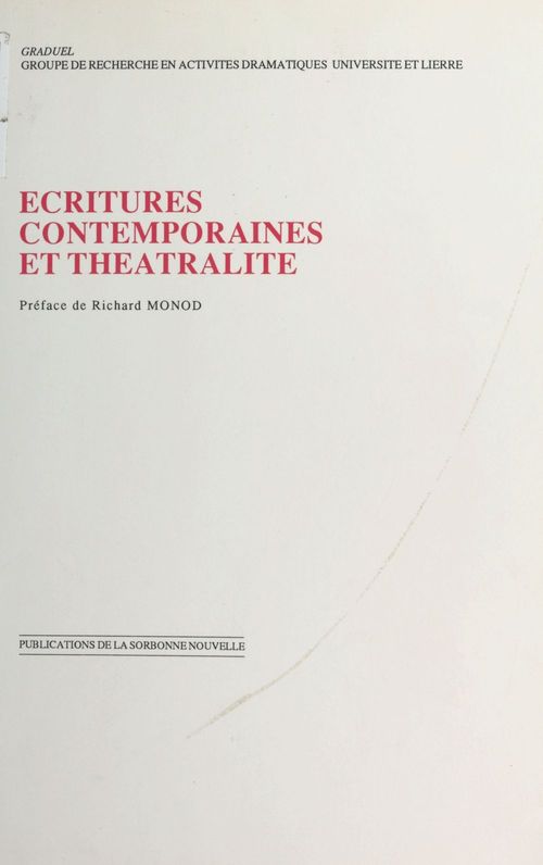 ebook cover of Écritures contemporaines et théâtralité, by Michel Décaudin