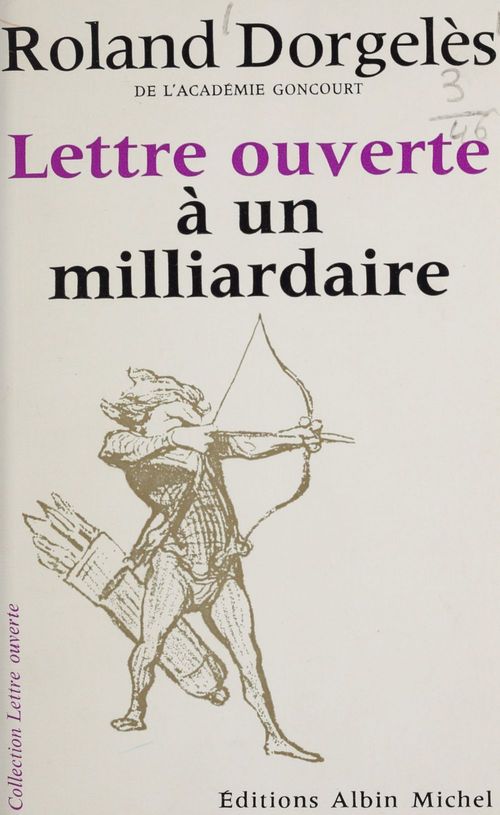 Couverture ebook de Lettre ouverte à un milliardaire, de Roland Dorgeles
