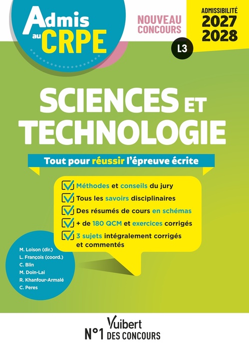 ebook cover of Admis au CRPE 2027-2028 - Sciences et technologie : Epreuve écrite d´admissibilité L3, by Cédric Blin, Laurent François, Christine Peres, Rita Khanfour-Armale, Manuelle Doin-Lai