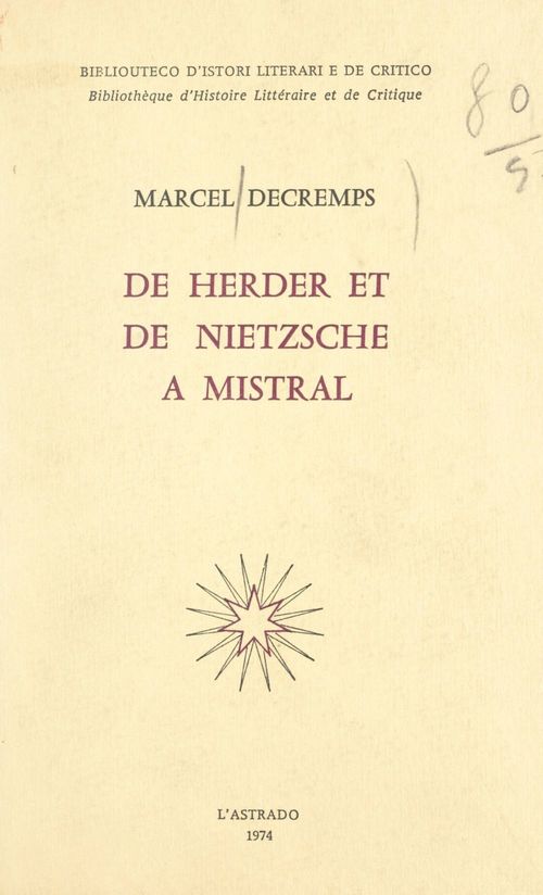 Couverture ebook de De Herder et de Nietzsche à Mistral, de Marcel Decremps
