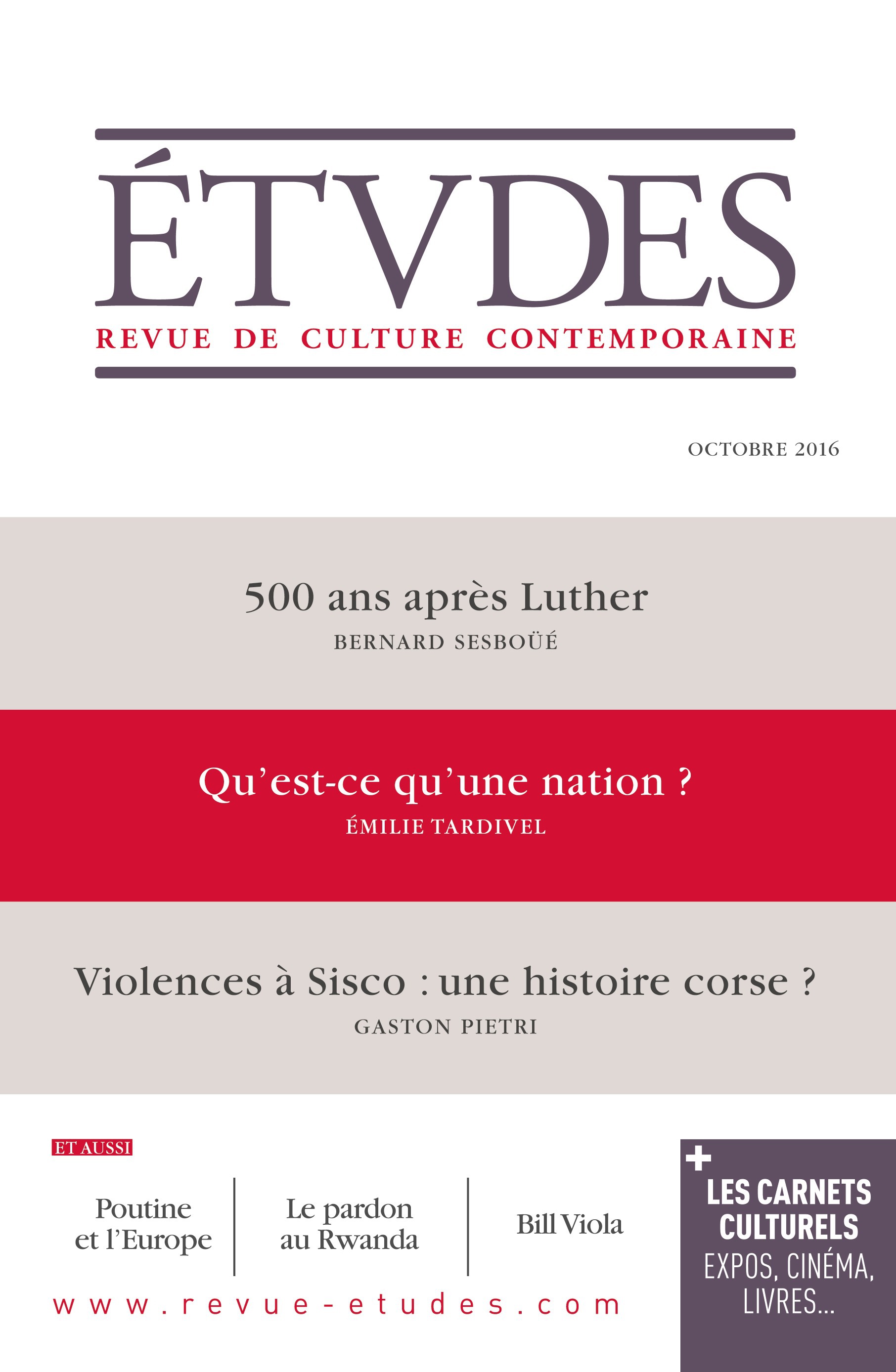 Couverture ebook de Etudes Octobre 2016, de Revue études