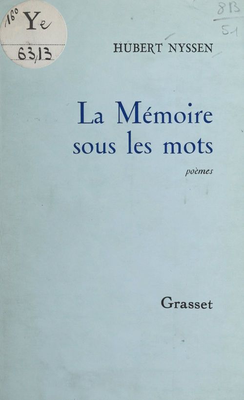 ebook cover of La mémoire sous les mots, by Hubert Nyssen