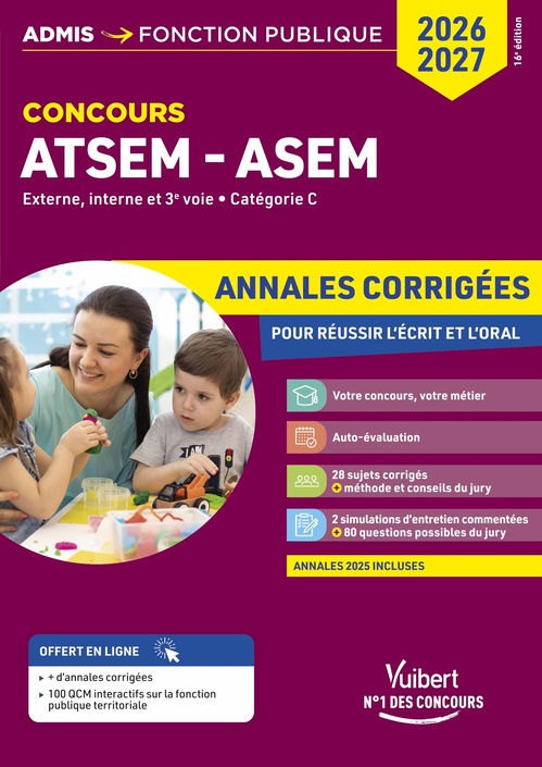 ebook cover of Concours ATSEM et ASEM 2026-2027 - Annales corrigées, by Caroline Dubuis, Elodie Laplace