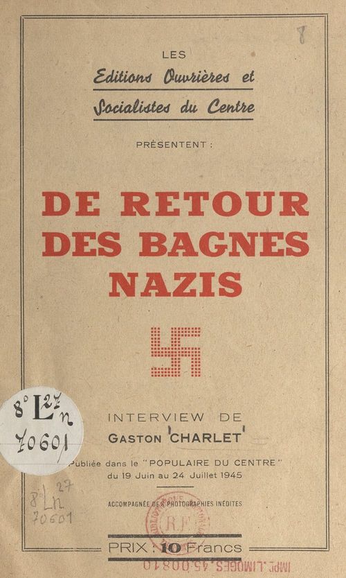 Couverture ebook de De retour des bagnes nazis, de Gaston Charlet