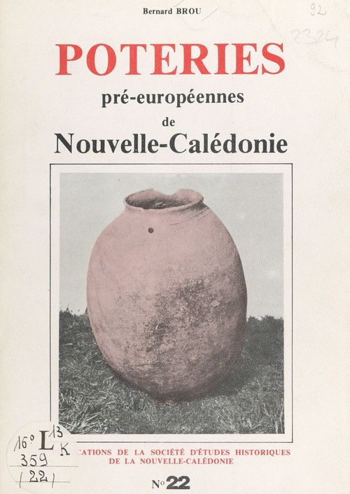 Couverture ebook de Poteries pré-européennes de Nouvelle-Calédonie, de Bernard Brou