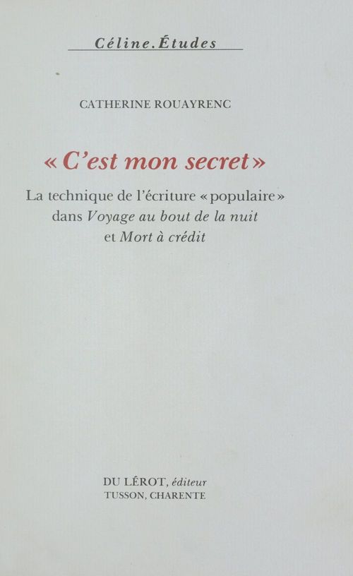 Couverture ebook de C'est mon secret, de Catherine Rouayrenc