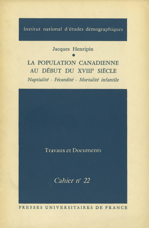 Couverture ebook de La population canadienne au début du XVIIIe siècle, de Jacques Henripin