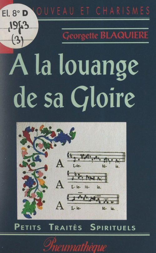 ebook cover of À la louange de sa gloire, by Georgette Blaquiere