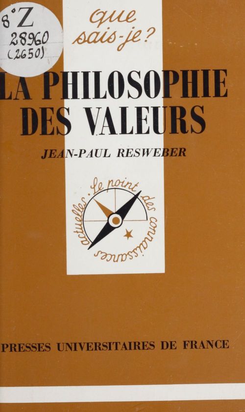 Couverture ebook de La Philosophie des valeurs, de Jean-paul Resweber