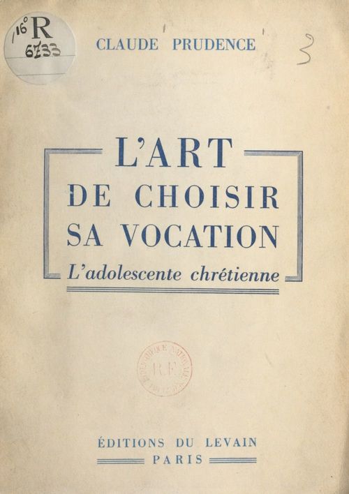 ebook cover of L'art de choisir sa vocation, by Claude Prudence