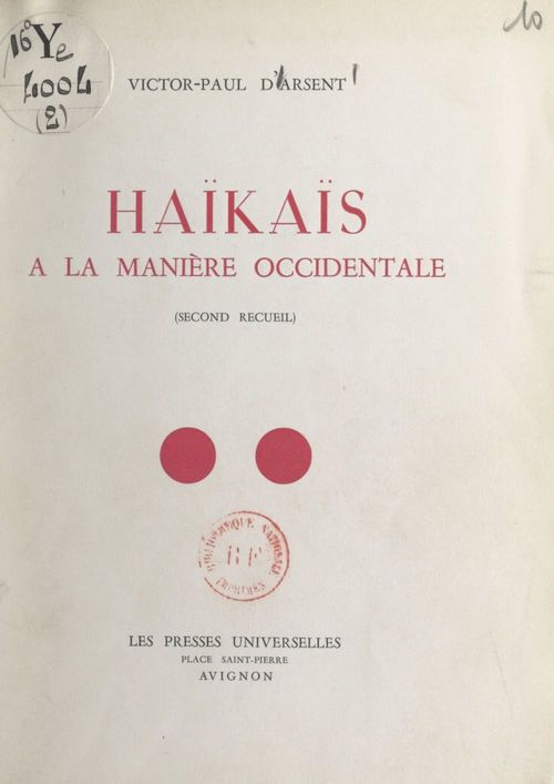 Couverture ebook de Haïkaïs (2). À la manière occidentale, de Victor-Paul D'Arsent