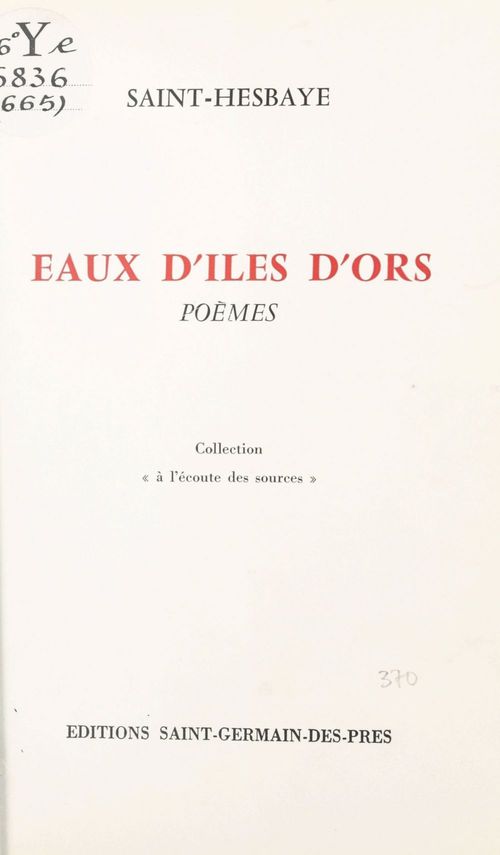 Couverture ebook de Eaux d'îles d'ors, de Saint-Hesbaye