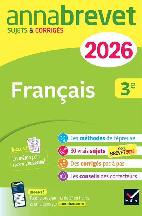 Couverture ebook de Annales du brevet 2026 - Annabrevet Français 3e - Nouveau brevet, de Louise Taquechel, Christine Formond