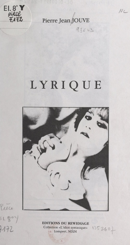 ebook cover of Lyrique, by Pierre Jean Jouve