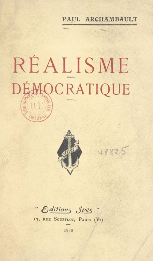 Couverture ebook de Réalisme démocratique, de Paul Archambault