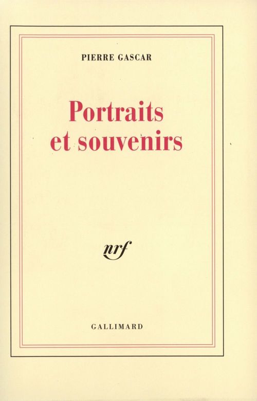 Couverture ebook de Portraits et souvenirs, de Pierre Gascar