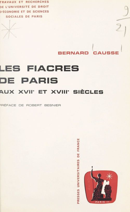 ebook cover of Les fiacres de Paris aux XVIIe et XVIIIe siècles, by Bernard Causse