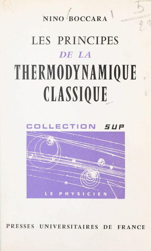 ebook cover of Les principes de la thermodynamique classique, by Nino Boccara
