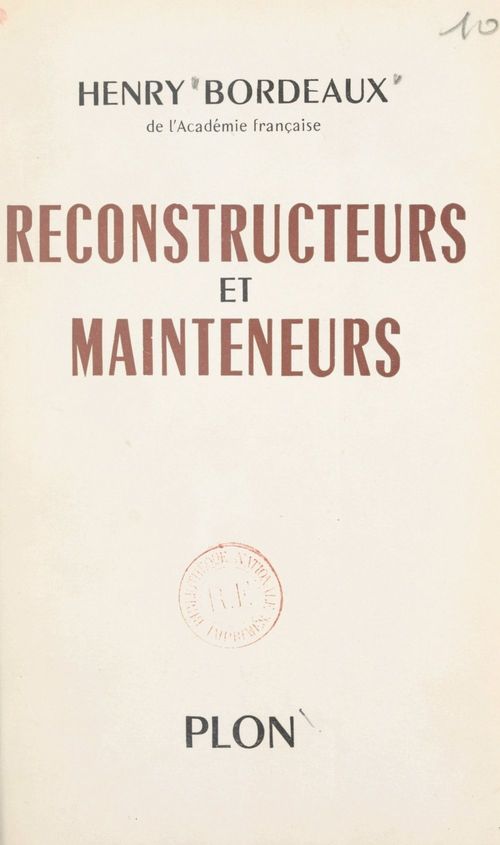 Couverture ebook de Reconstructeurs et mainteneurs, de Henry Bordeaux