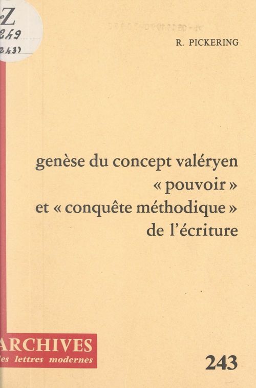 ebook cover of Genèse du concept valéryen "Pouvoir et conquête méthodique" de l'écriture, by Robert Pickering
