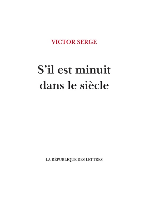 ebook cover of S'il est minuit dans le siècle, by Victor Serge