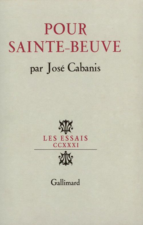 Couverture ebook de Pour Sainte-Beuve, de José Cabanis