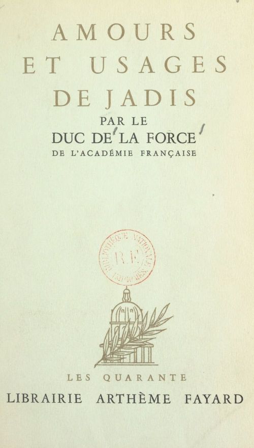 ebook cover of Amours et usages de jadis, by Auguste De La Force