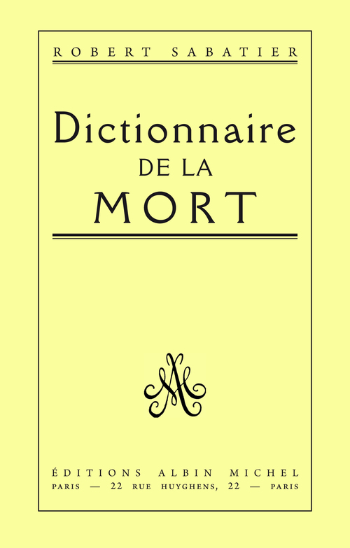 ebook cover of Dictionnaire de la mort, by Robert Sabatier