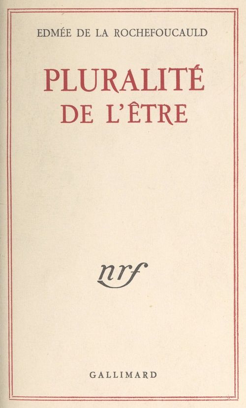 ebook cover of Pluralité de l'être, by Edmée de La rochefoucauld
