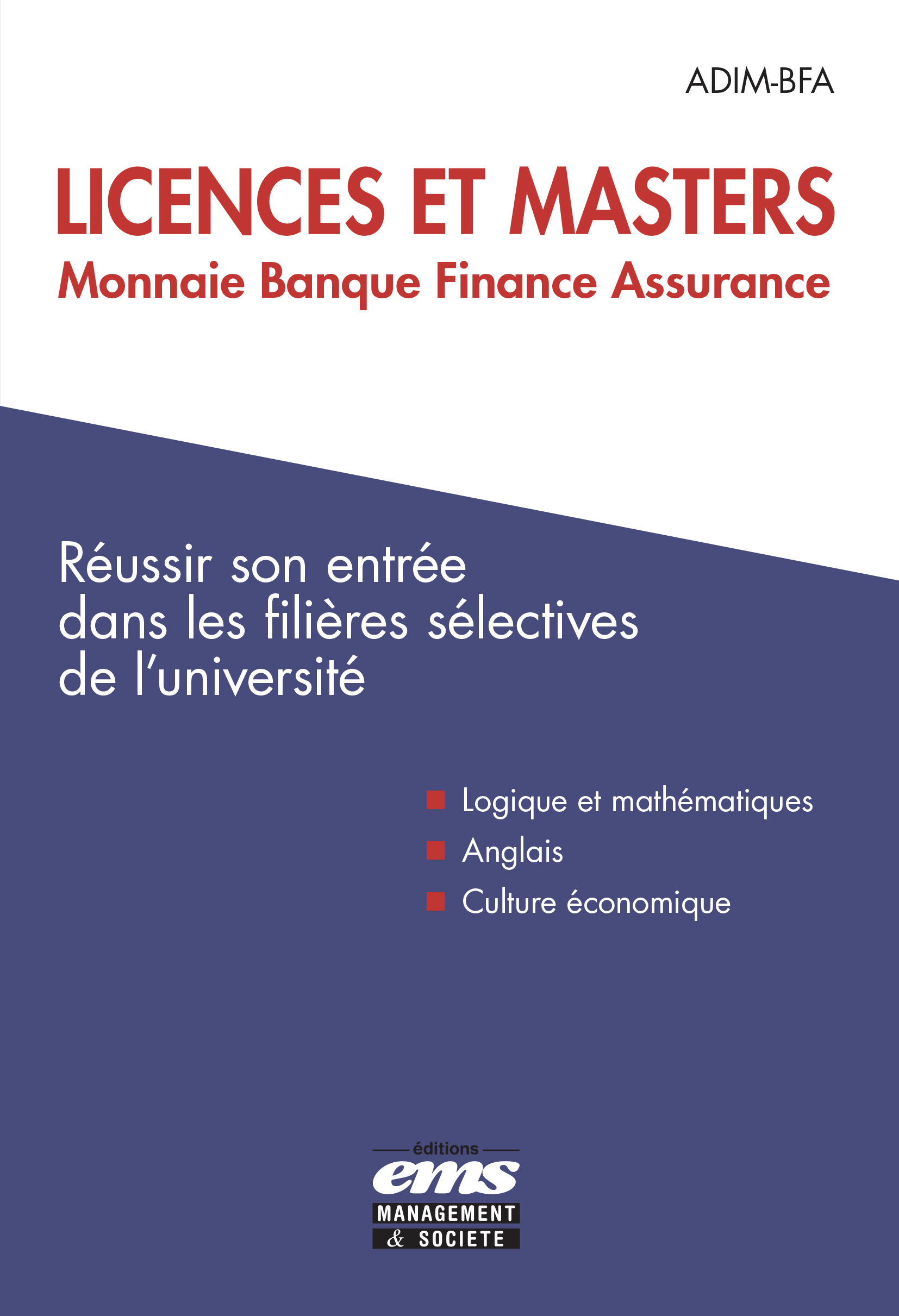 Couverture ebook de Licences et Masters Monnaie Banque Finance Assurance, de Adim-Bfa