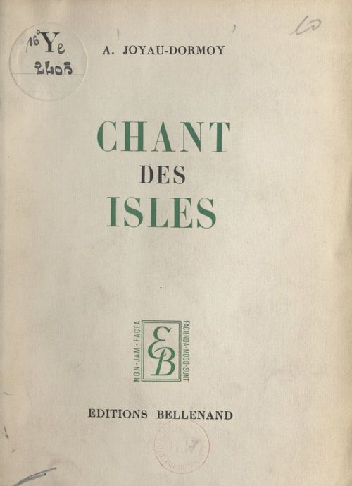 Couverture ebook de Chant des Isles, de Alice Joyau Dormoy