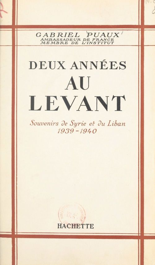 ebook cover of Deux années au Levant, by Gabriel Puaux