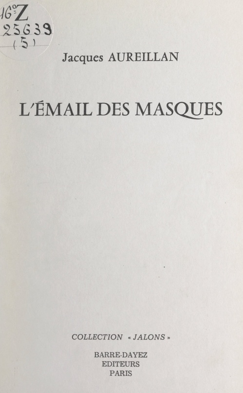 Couverture ebook de L'émail des masques, de Jacques Aureillan