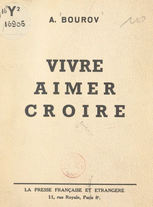 Couverture ebook de Vivre, aimer, croire, de Alexandre Bourov