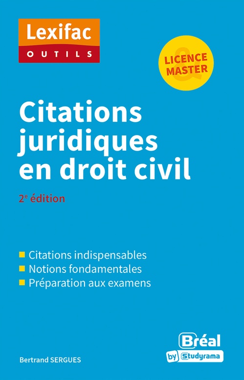 Couverture ebook de Citations juridiques en droit civil - Licence, Master, de Bertrand Sergues
