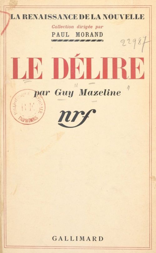 Couverture ebook de Le délire, de Guy Mazeline