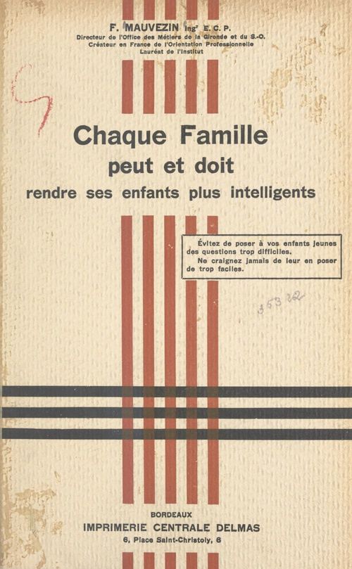 ebook cover of Chaque famille peut et doit rendre ses enfants plus intelligents, by F. Mauvezin