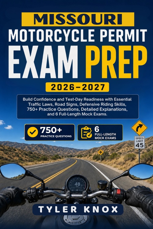 ebook cover of MISSOURI MOTORCYCLE PERMIT EXAM PREP 2026-2027, by Tyler Knox
