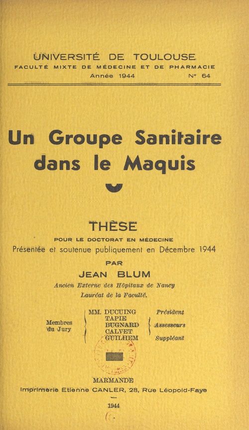 ebook cover of Un groupe sanitaire dans le Maquis, by Jean Blum