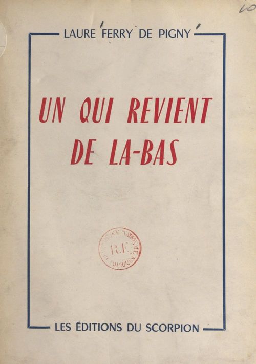 ebook cover of Un qui revient de là-bas, by Laure Ferry De Pigny