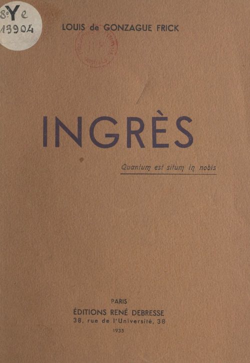 Couverture ebook de Ingrès, de Louis De Gonzague Frick