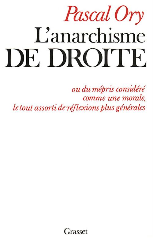 ebook cover of L'anarchisme de droite, by Pascal Ory