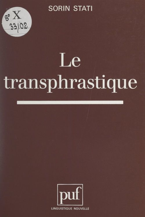 ebook cover of Le transphrastique, by Sorin Stati