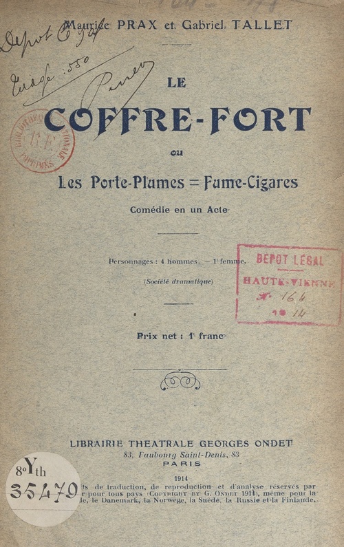 Couverture ebook de Le coffre-fort, de Gabriel Tallet, Maurice Prax