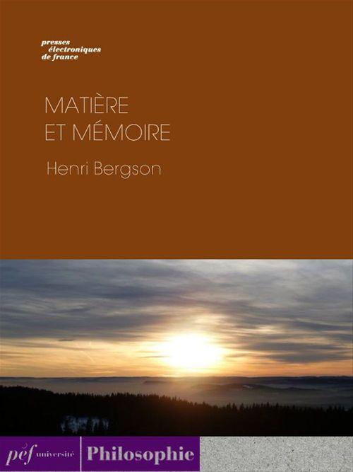 ebook cover of Matière et mémoire, by Henri Bergson