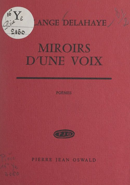 ebook cover of Miroirs d'une voix, by Solange Delahaye